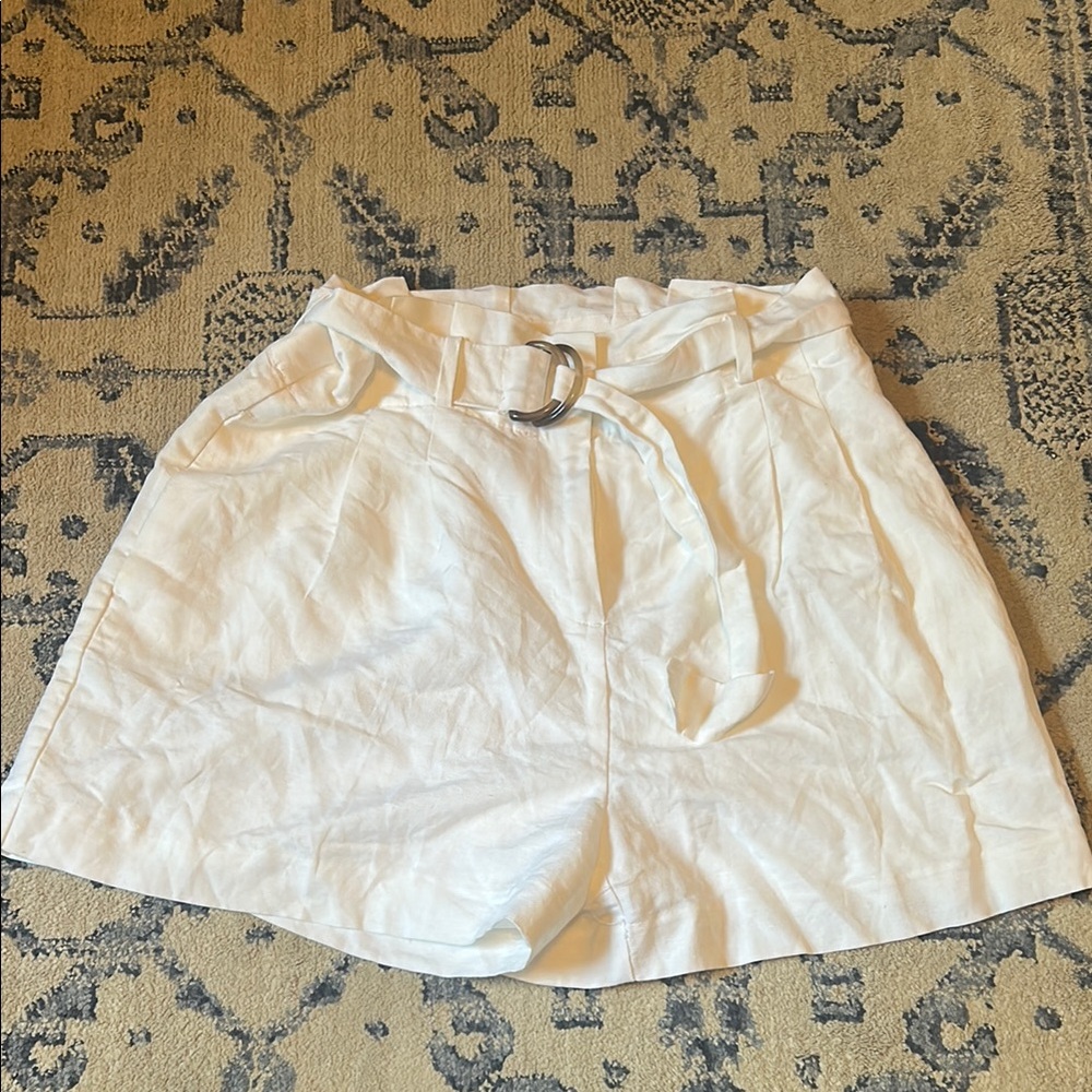 Ann Taylor High Waist White Linen Shorts